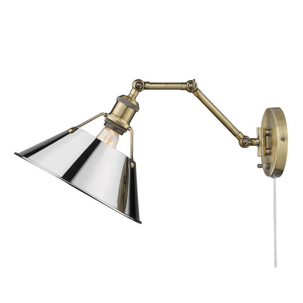 Golden Lighting Orwell 9 in. Aged Brass Sconce 3306-A1W AB-CH
