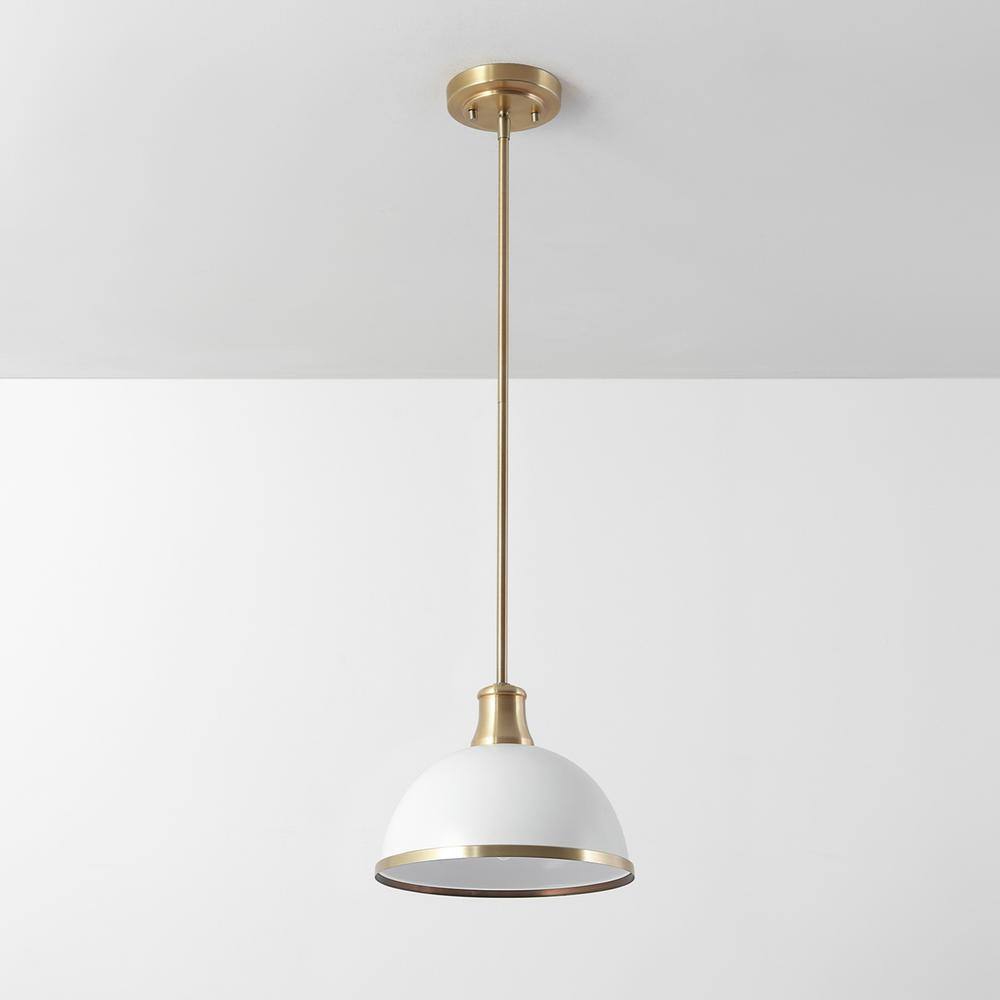 Globe Electric Beckett 1-Light Matte White Pendant Light with Metal Shade