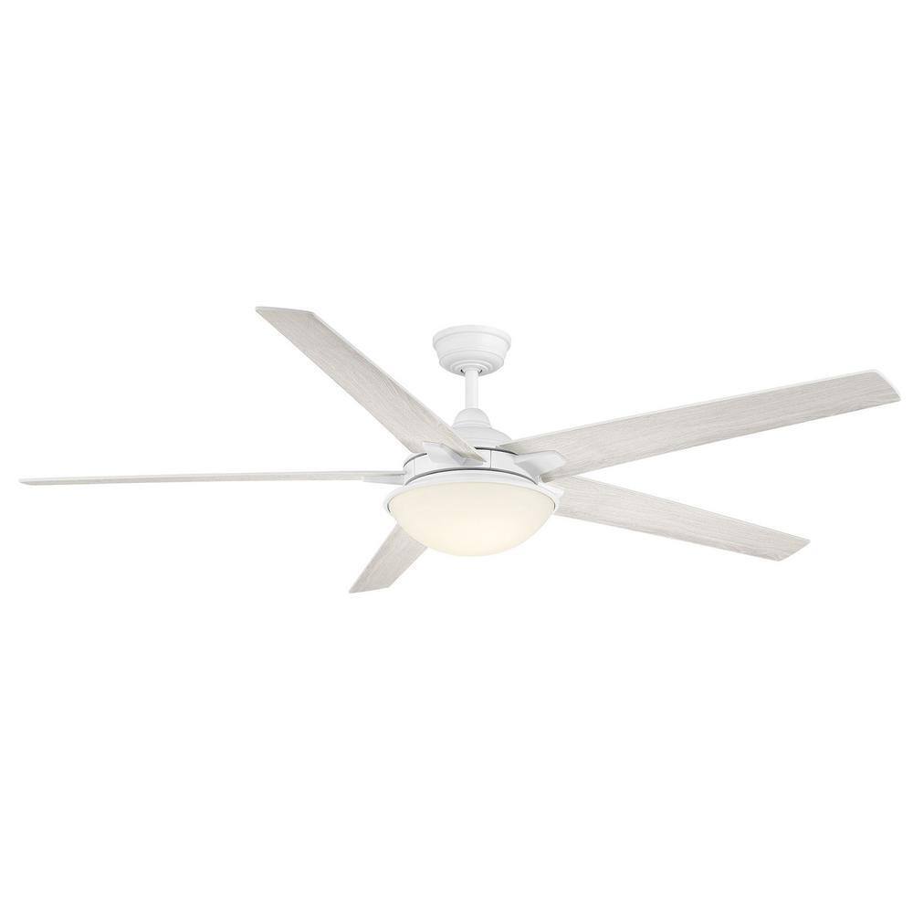 Hampton Bay Belvoy 70 in. Integrated LED Indoor Matte White Ceiling Fan w/Remote