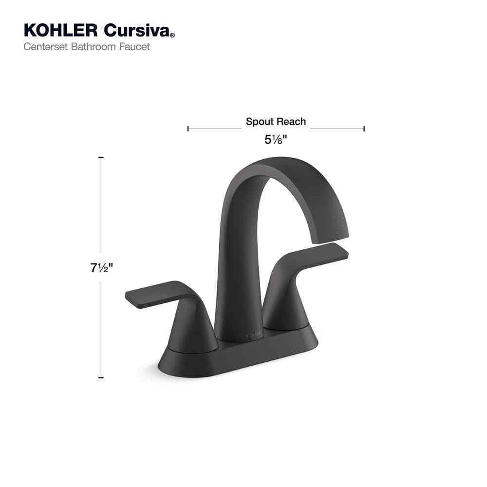 KOHLER Cursiva 4 in. Centerset 2-Handle Bathroom Faucet in Matte Black