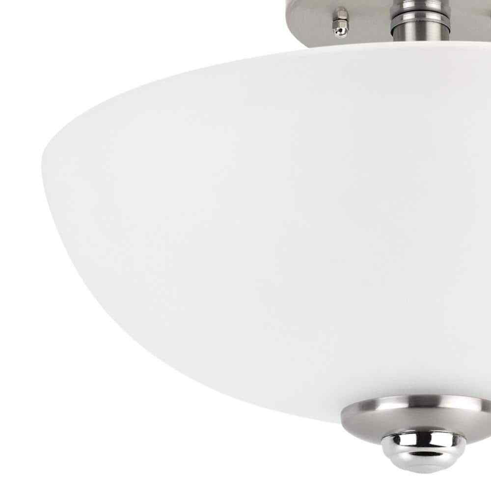 Globe Electric Hudson 2-Light Brushed Nickel w/ Chrome Accents Semi-Flush Mount