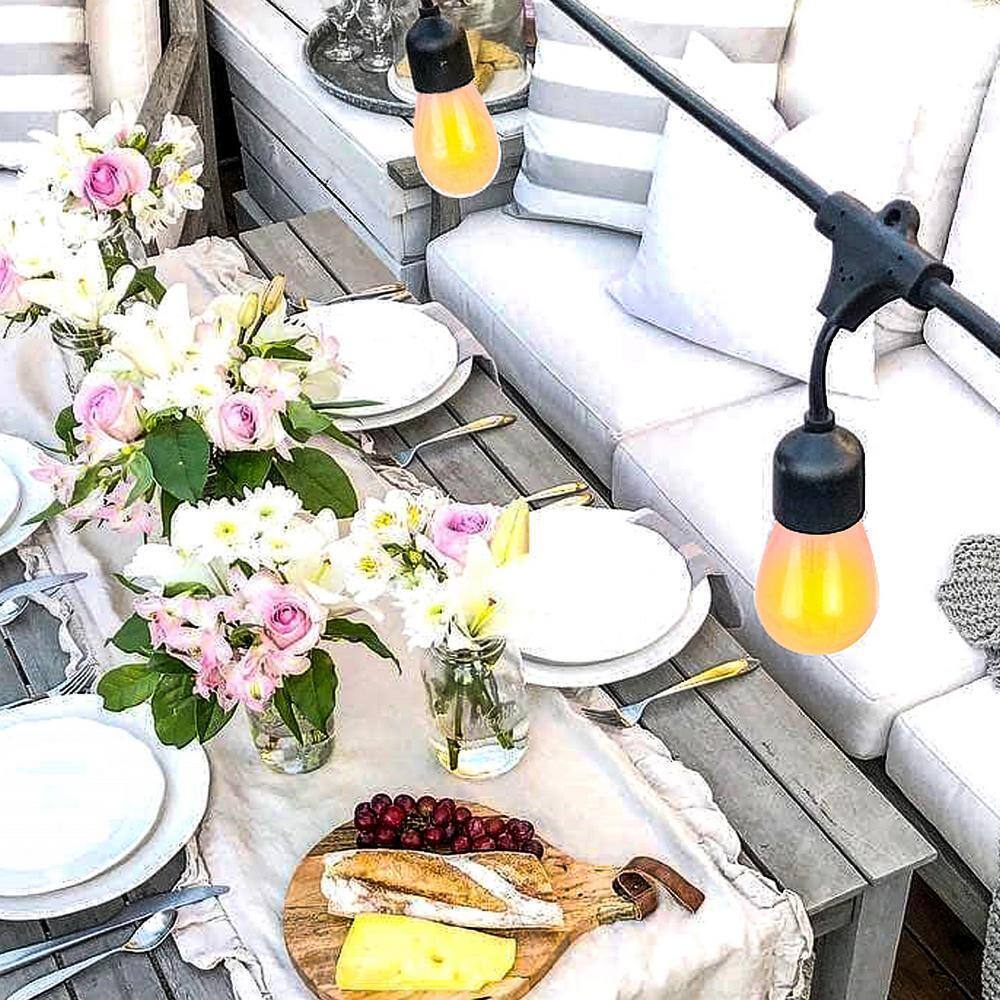 Brightech 12-Light 27 ft. Black Outdoor Solar Hanging LED String Lights