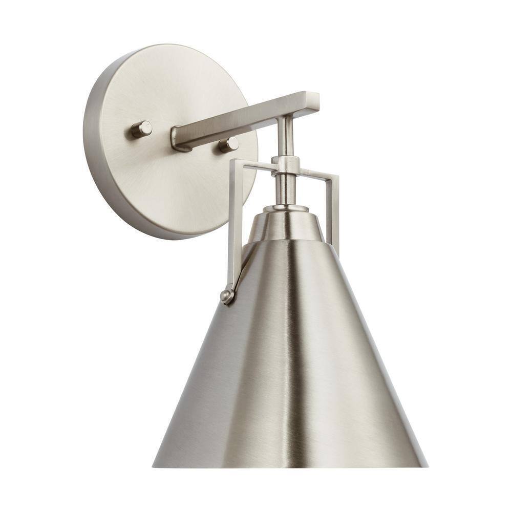 Home Decorators Insdale 1-Light Brushed Nickel Modern Bathroom Vanity Light