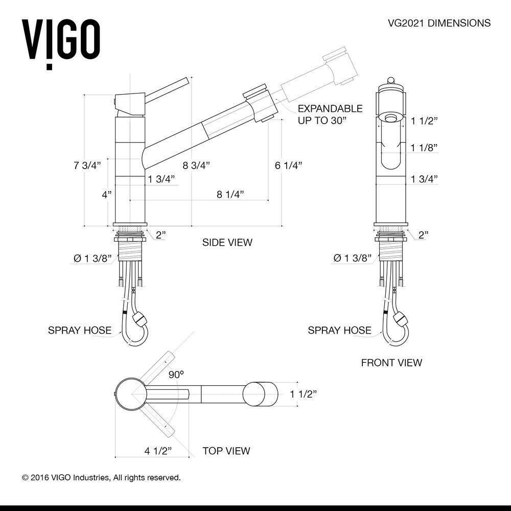 VIGO Branson Single-Handle Pull-Out Sprayer Kitchen Faucet in Stainless Steel