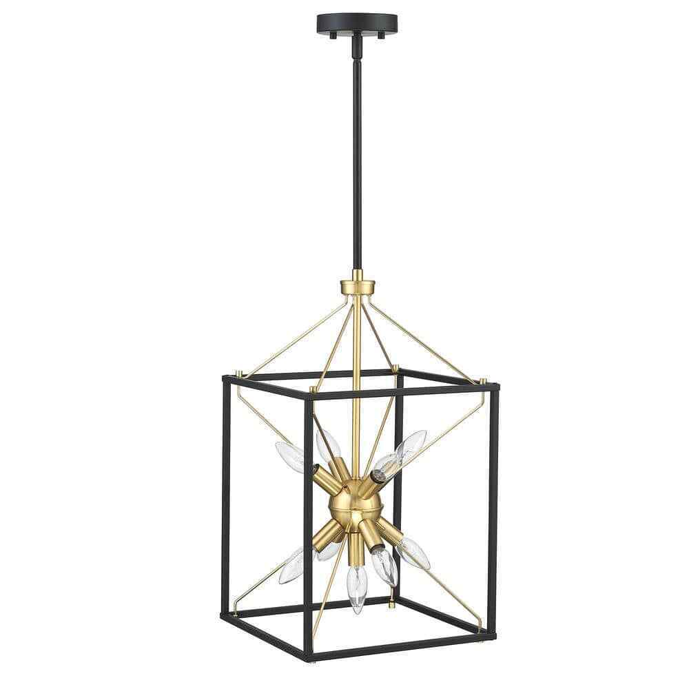 Hukoro Alfa 9-Light 12.2 in. Modern Rectangle Lantern Pendant Light