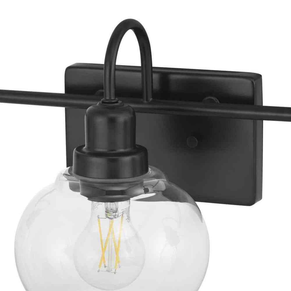 Home Decorators Halyn 23 in. 3-Light Matte Black Bathroom Vanity Light