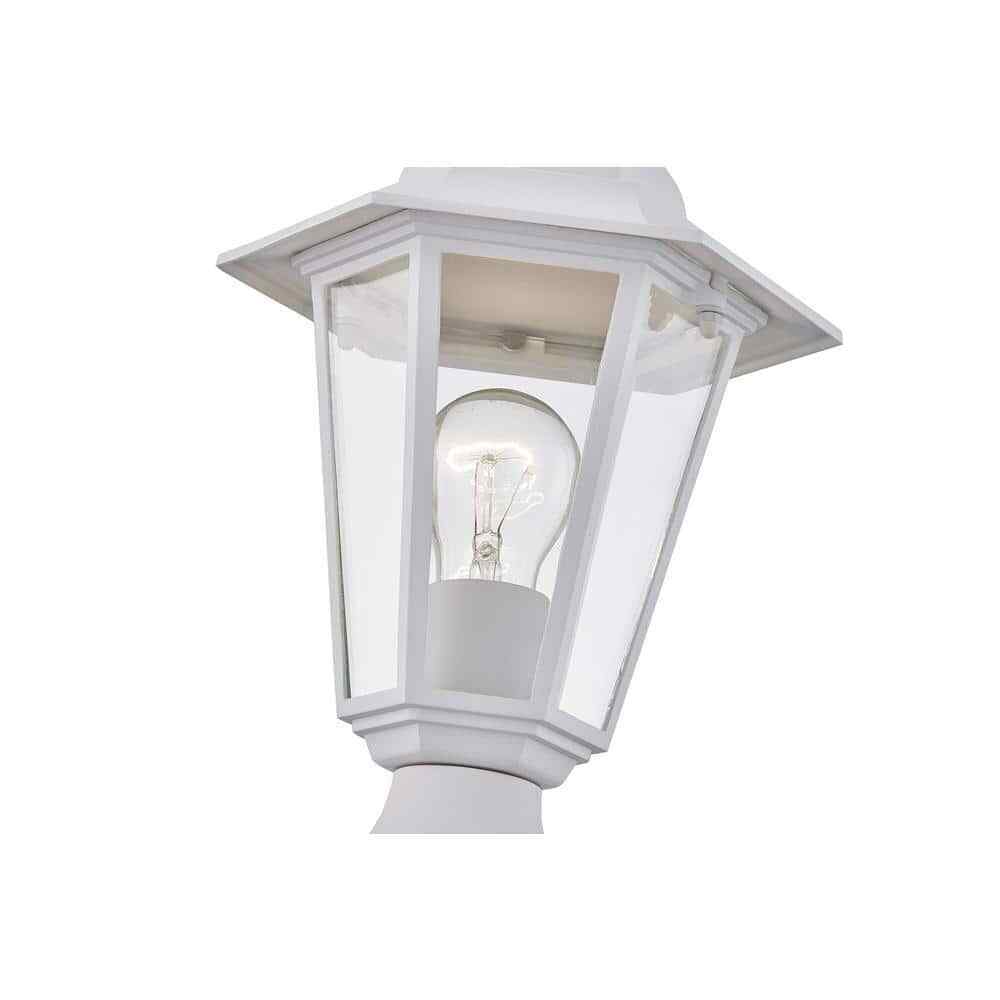 Pia Ricco 1-Light Textured White Outdoor Post Light with Clear Glass