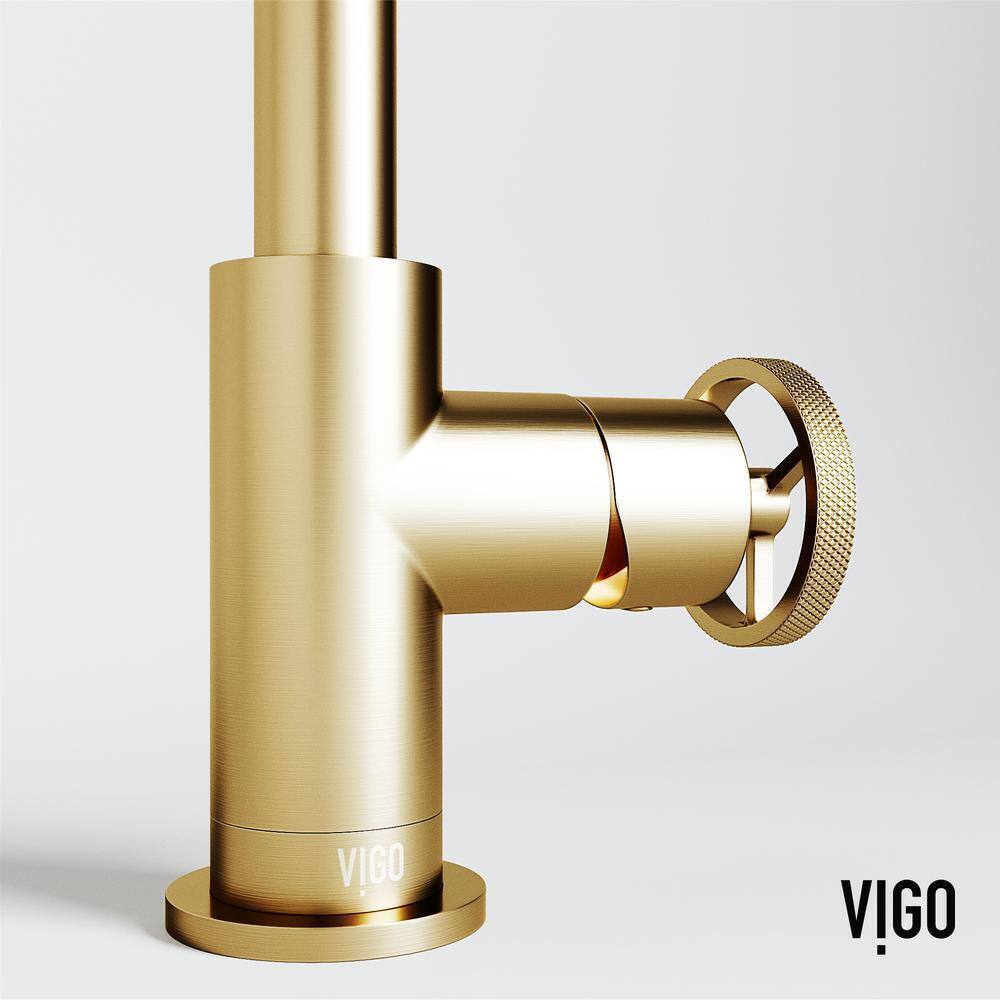 VIGO Cass Single Handle Single-Hole Bathroom Faucet in Matte Brushed Gold
