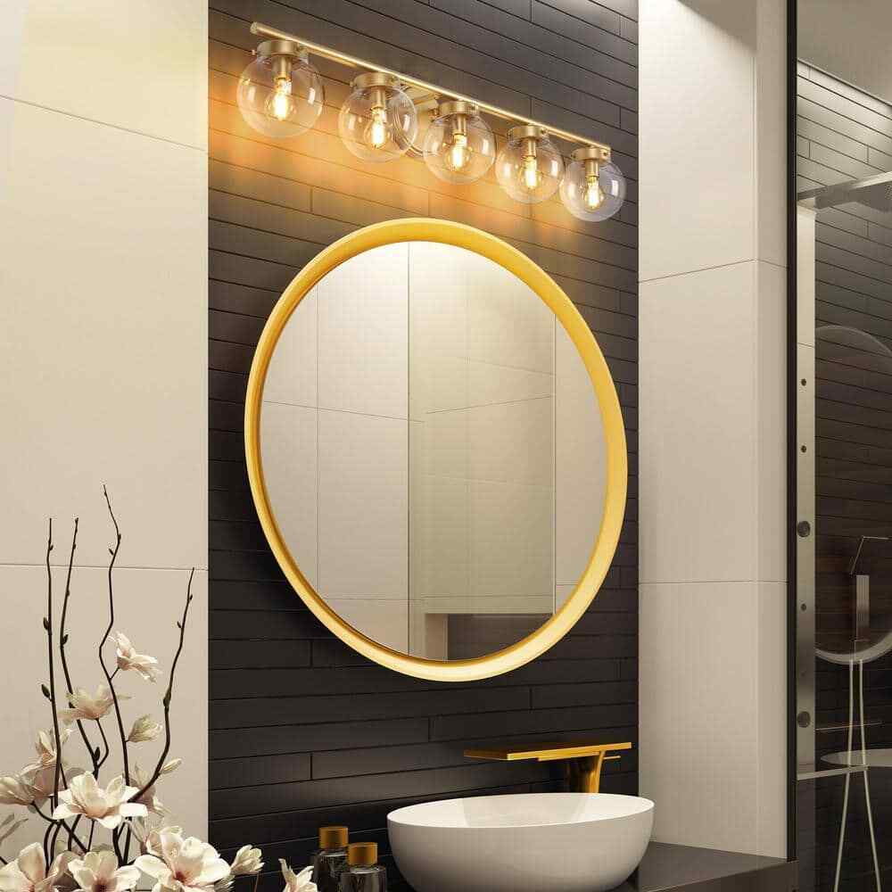 Uolfin Mid-Century Powder Room Vanity Light Bar 34.2 in. 5-Light