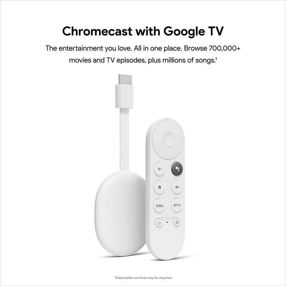 Google Chromecast with Google TV - Streaming Entertainment in 4K HDR - Snow