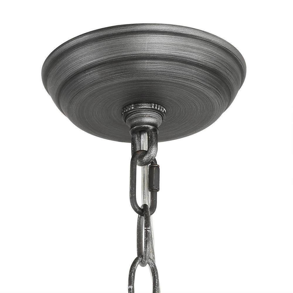 LNC Brown Caged Chandelier Faux Wood 4-Light Brushed Silver