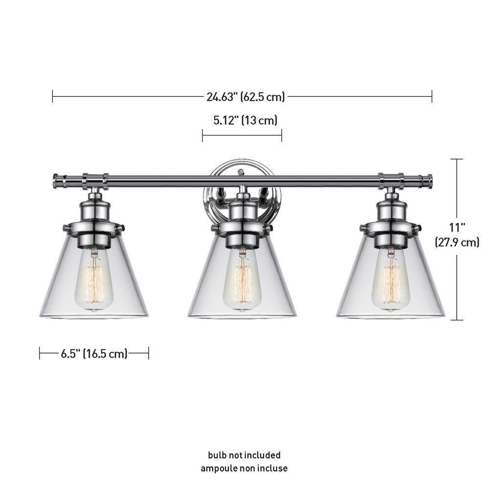 Globe Electric Parker 3-Light Chrome Vanity Light Bath Set 5-Piece