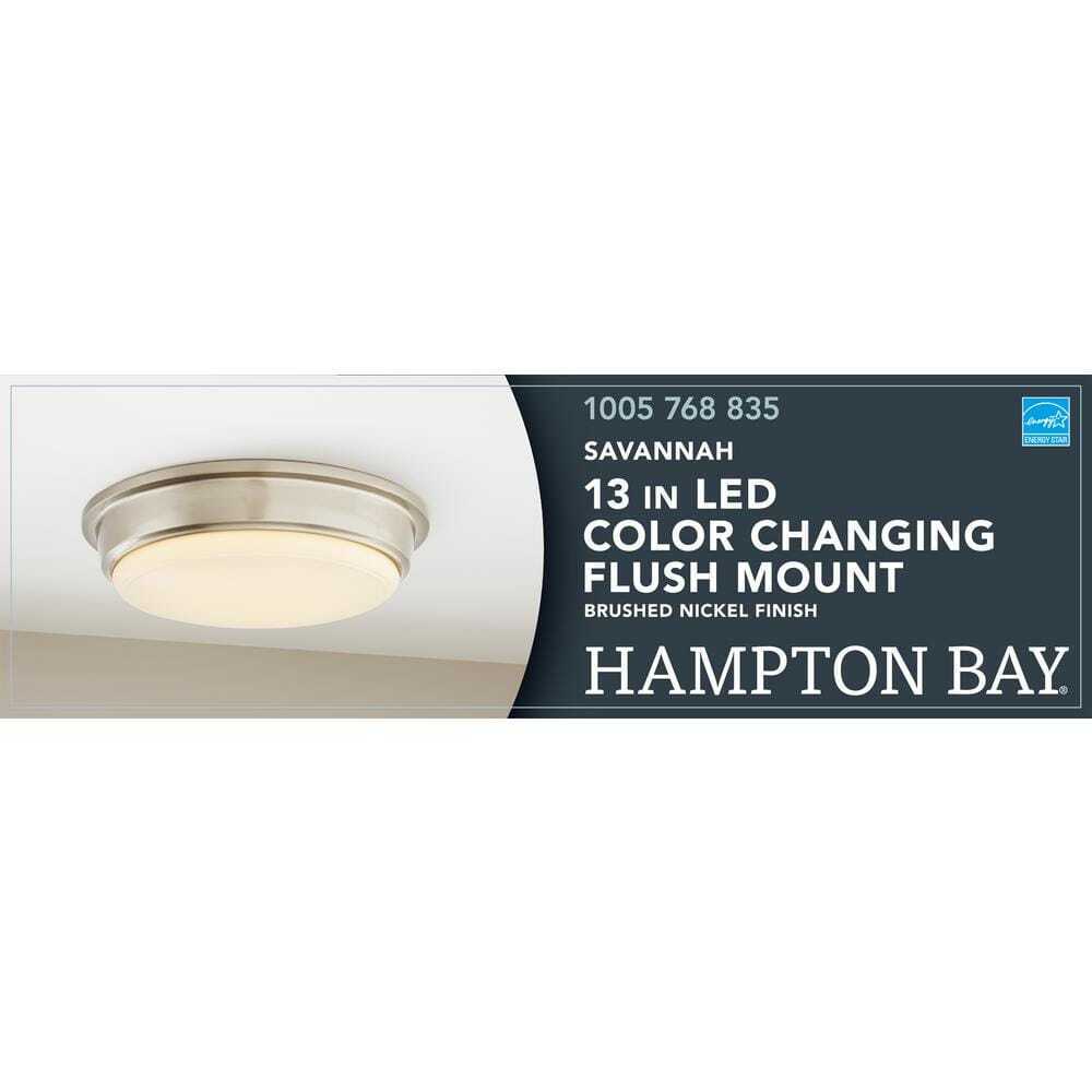 Hampton Bay Savannah 13 in. Brushed Nickel Selectable LED Flush Mount IKE8091L-5