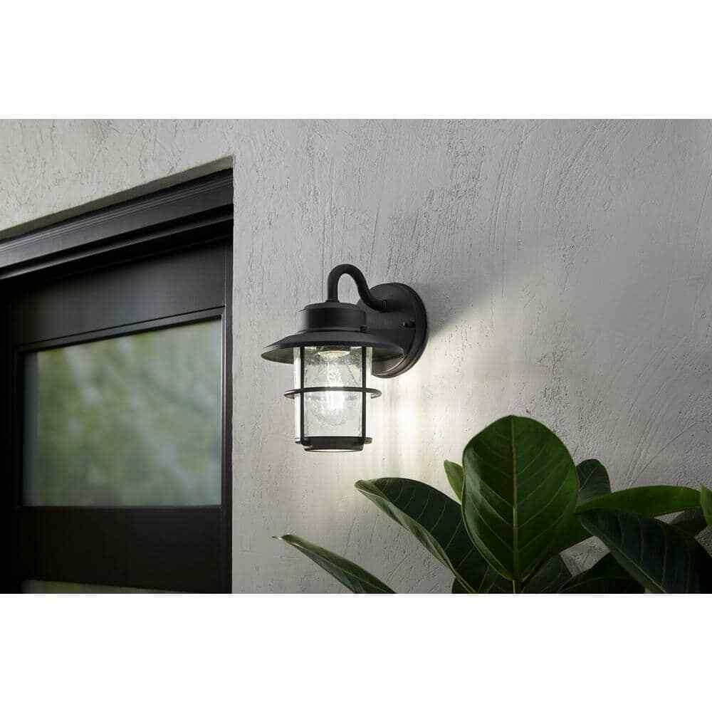 Hampton Bay 1-Light Black Outdoor Wall Lantern Sconce 2-Pack JBO1691A-4