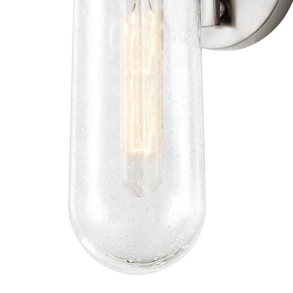 Light Society Tahoe 4.75 in. Satin Nickel Wall Sconce with Seeded Glass Shade