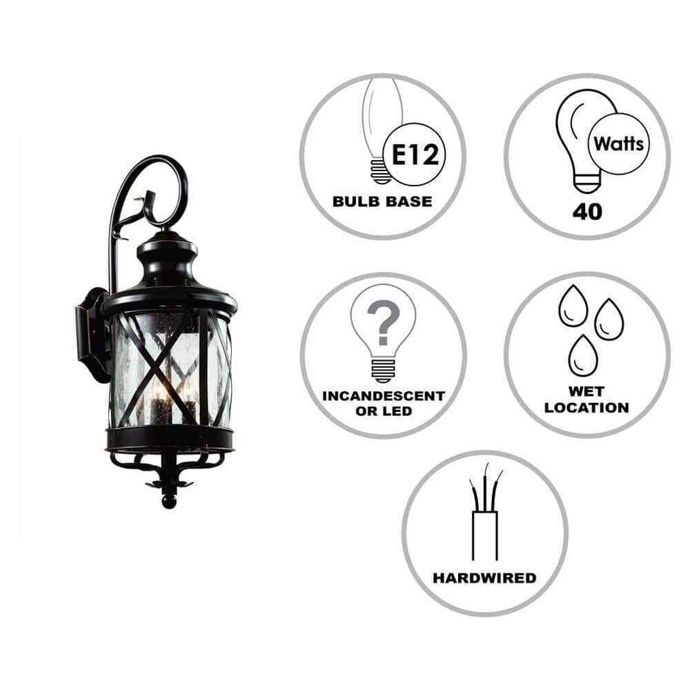 Bel Air Lighting Chandler Rubbed Bronze Outdoor Wall Light Fixture Seeded Glass
