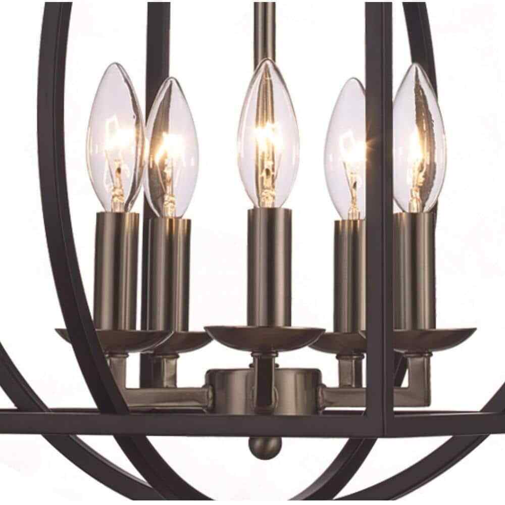 Bel Air Lighting Arzio Brushed Black Caged Chandelier Light w/ Metal Shade