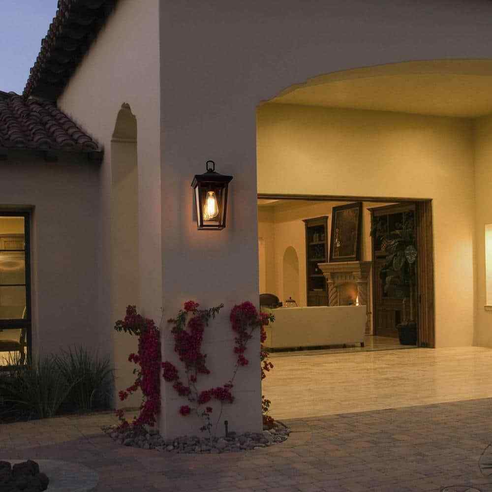 LNC 1-Light Outdoor Lantern Sconce Wall Light w/ Clear Glass for Patio or Porch
