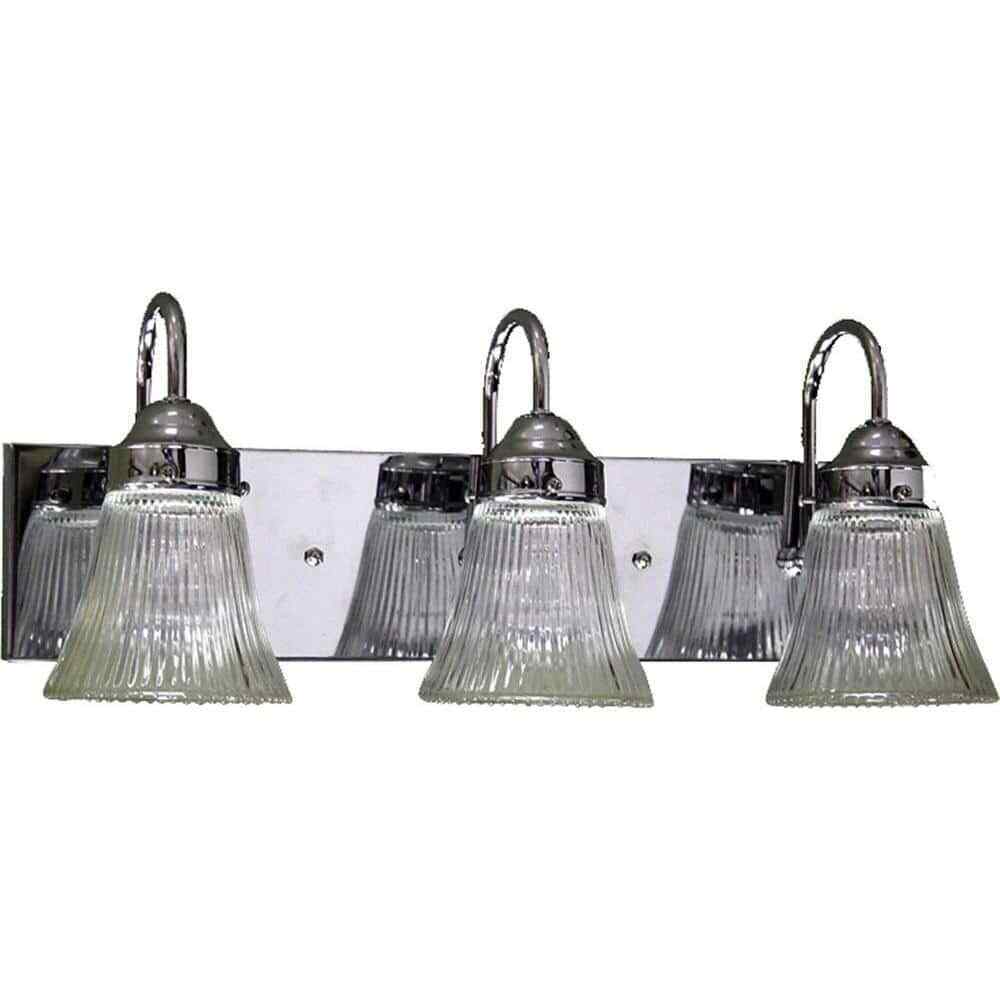 Volume Lighting Marti Chrome Bath Vanity Light w/ Ribbed Glass Bell Shades