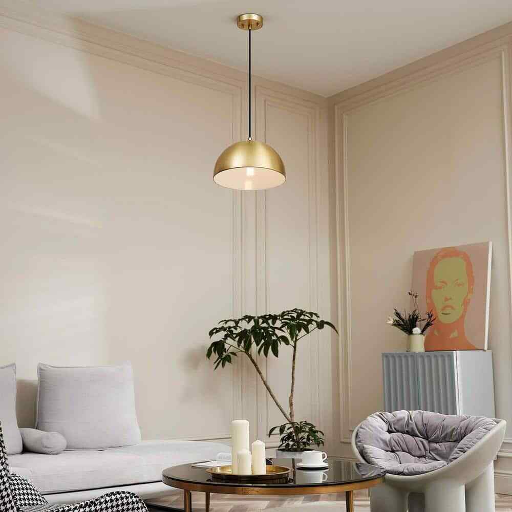 Novogratz x Globe Electric Hazel 1-Light Matte Brass Shaded Pendant Light