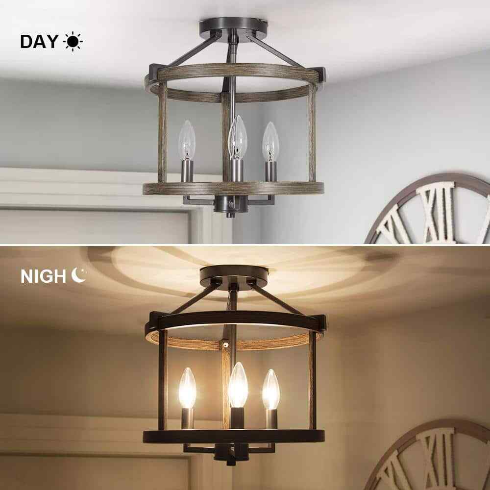 LNC Farmhouse Flush Mount Ceiling Light 3-Light Bronze Ceiling Light Fixture