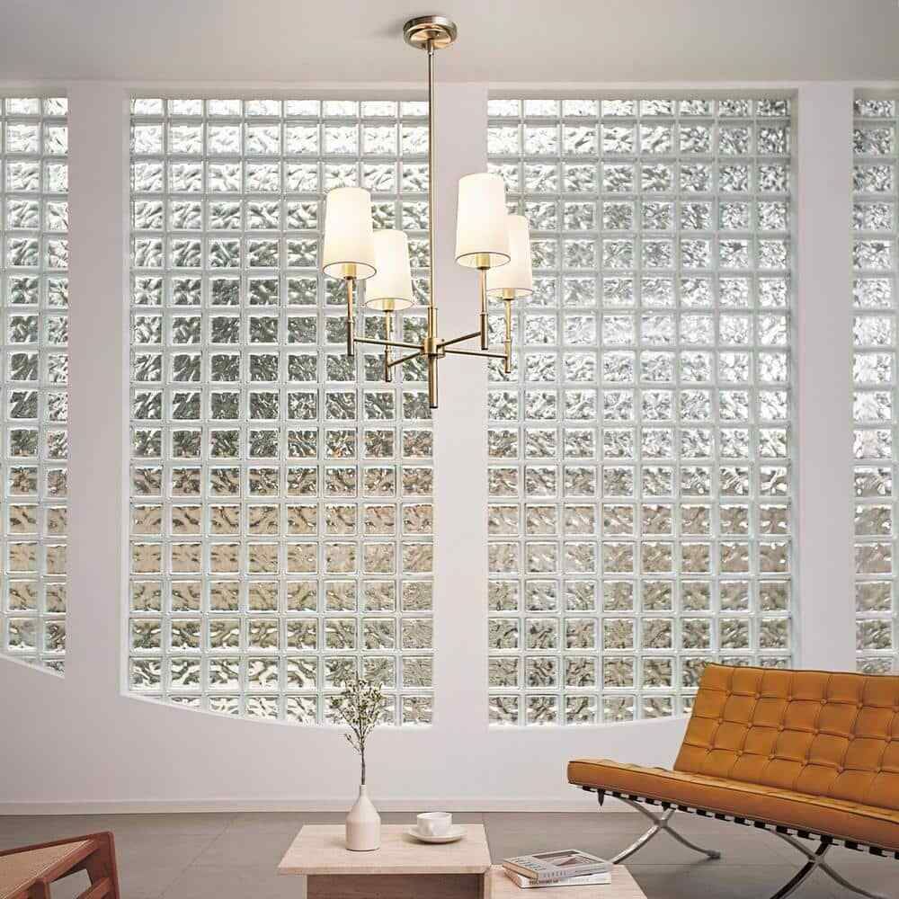 Globe Electric Ronnie 4-Lights Brass Chandelier with White Fabric Shades 61255