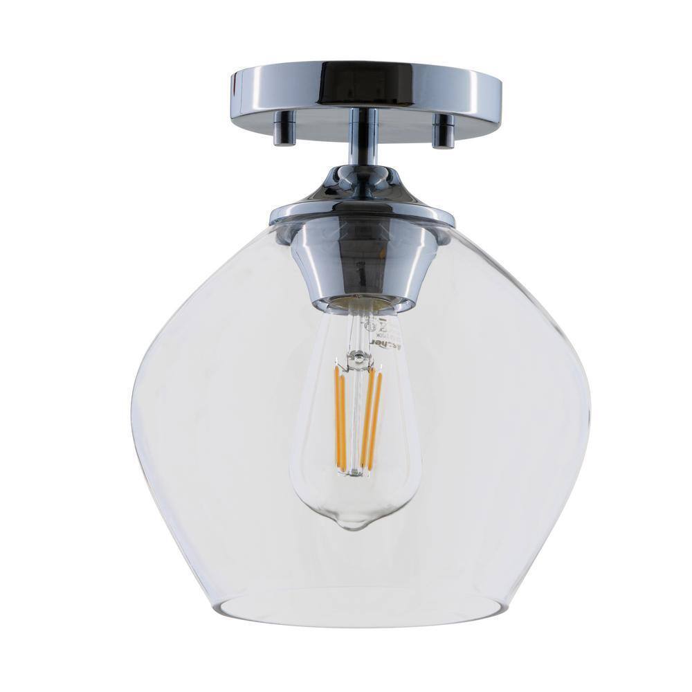 STANFORD LIGHTING Ancona 1-Light Chrome Semi-Flush Mount with Clear Glass