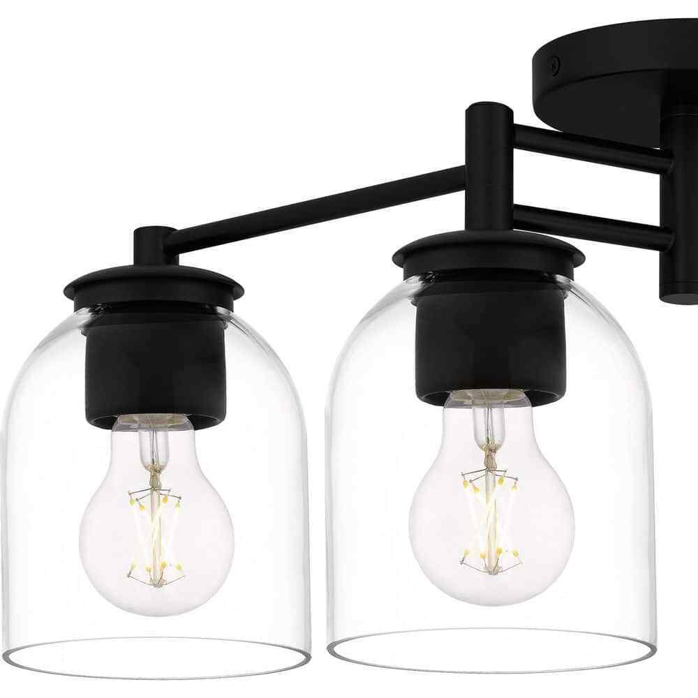 Hampton Bay Boundbrook 26.25 in. 4-Light Matte Black Semi-Flush Mount