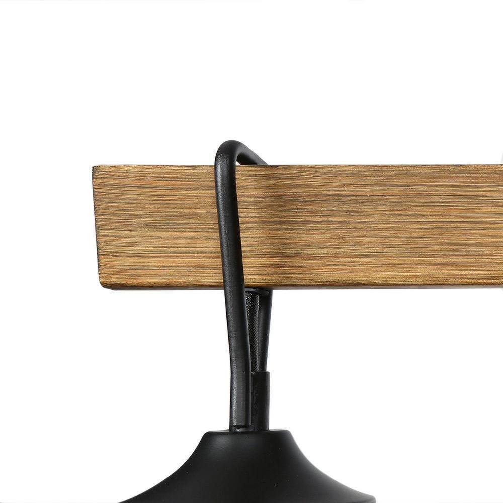 Uolfin Modern Black 25 in. 3-Light Chandelier w/ Painted Wood Accents