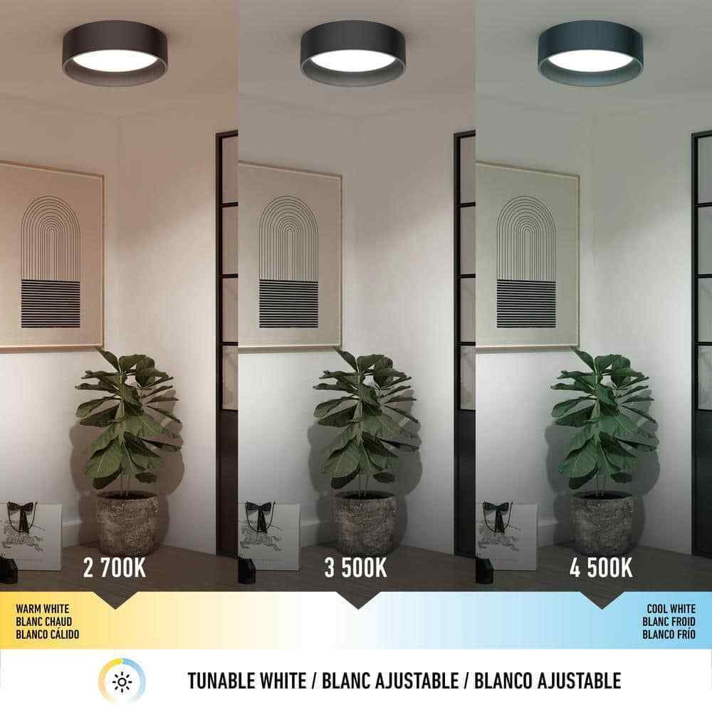 Artika Alton Modern Black LED 3 CCT Flush Mount Ceiling Light Fixture