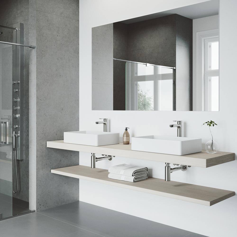 VIGO Amada Single Handle Single-Hole Bathroom Vessel Faucet in Brushed Nickel