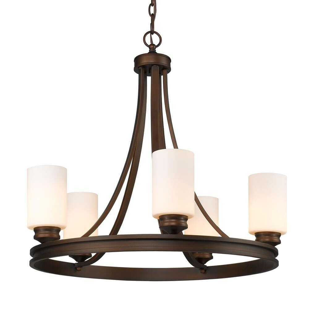 Golden Lighting Holborn Collection 5-Light Bronze Opal Shade Chandelier