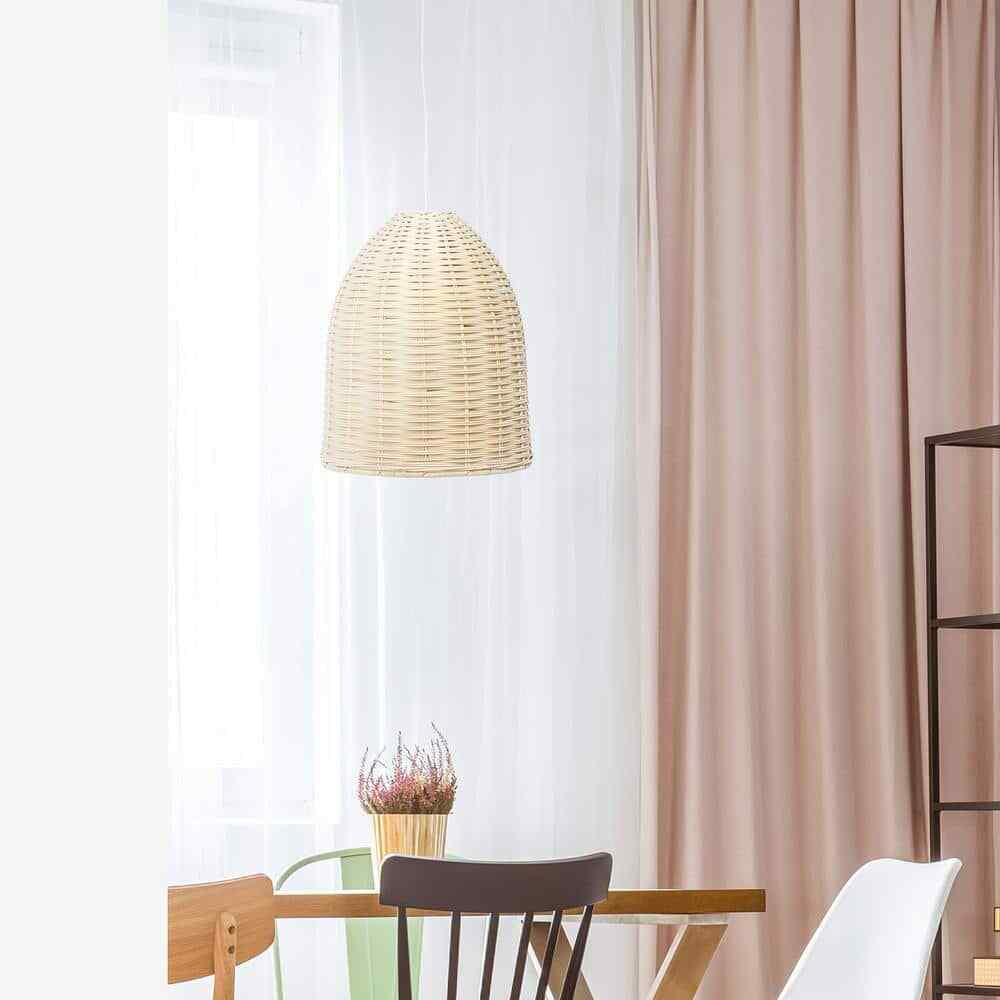 Elegant Designs 12 in. 1-Light Natural Elongated Coastal Dome Downlight Pendant
