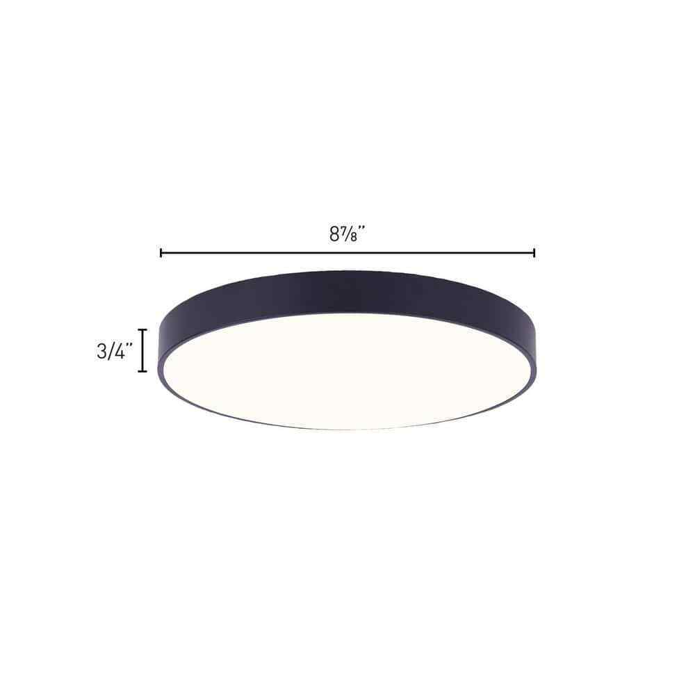 CANARM Low Profile Edgeless 9 in. Matte Black Integrated LED Flush Mount