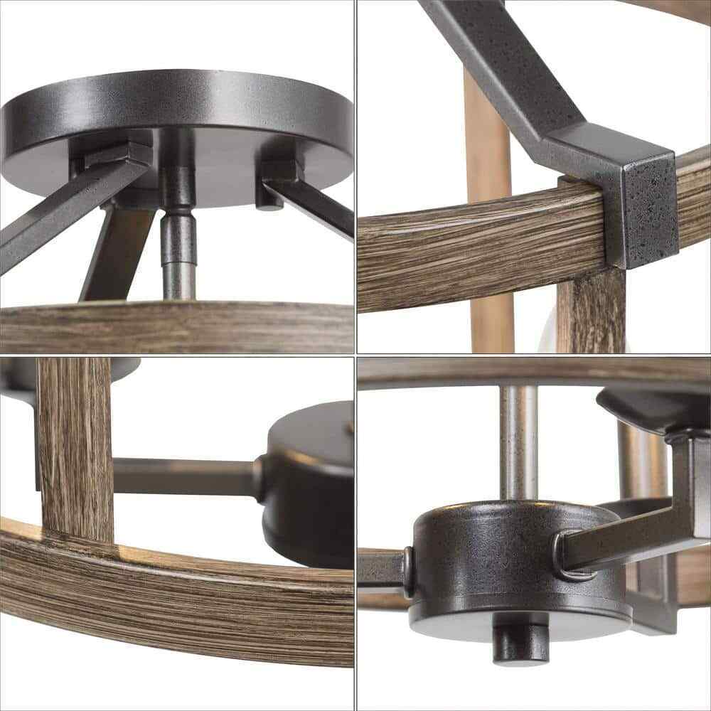 LNC Farmhouse Flush Mount Ceiling Light 3-Light Bronze Ceiling Light Fixture