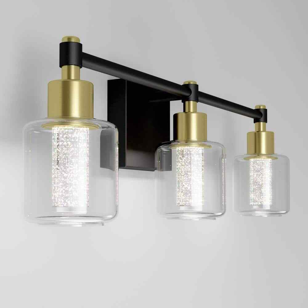 Artika Champagne Globe 3 Light Black & Gold Modern Integrated LED Vanity Light