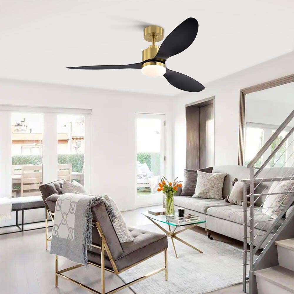 Breezary Sawyer 52 in. Integrated LED Indoor Gold Ceiling Fan w Light and Remote