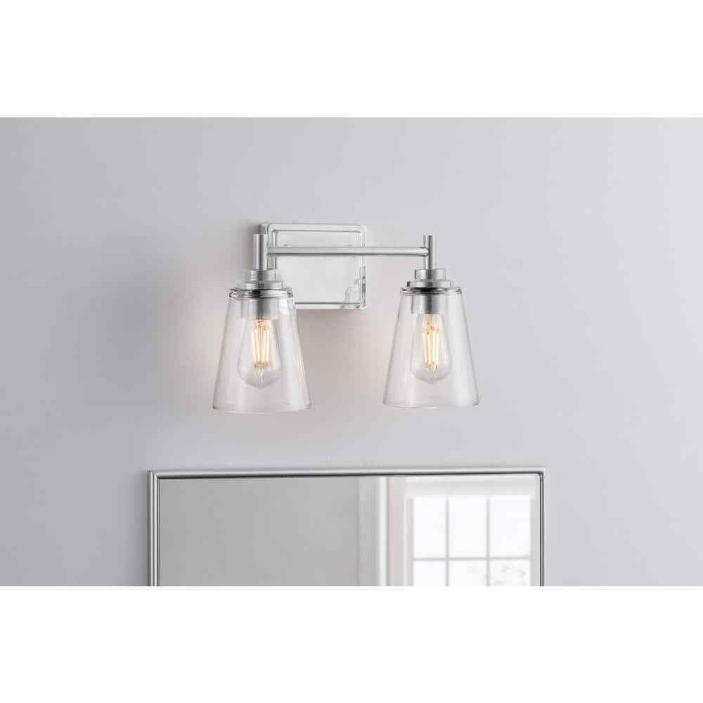 Hampton Bay Wakefield 15 in. 2-Light Chrome Modern Vanity Light