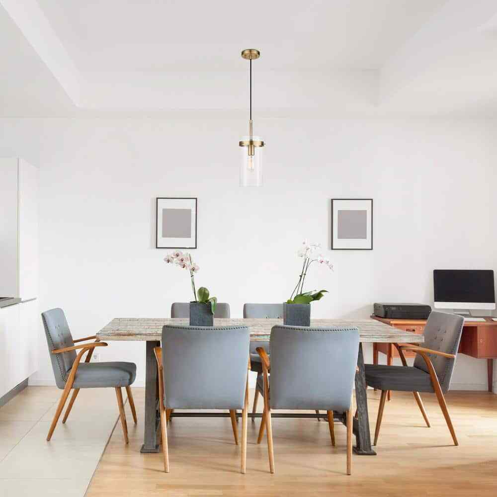 Globe Electric Connor 1-Light Brass Pendant Light with Clear Glass Shade