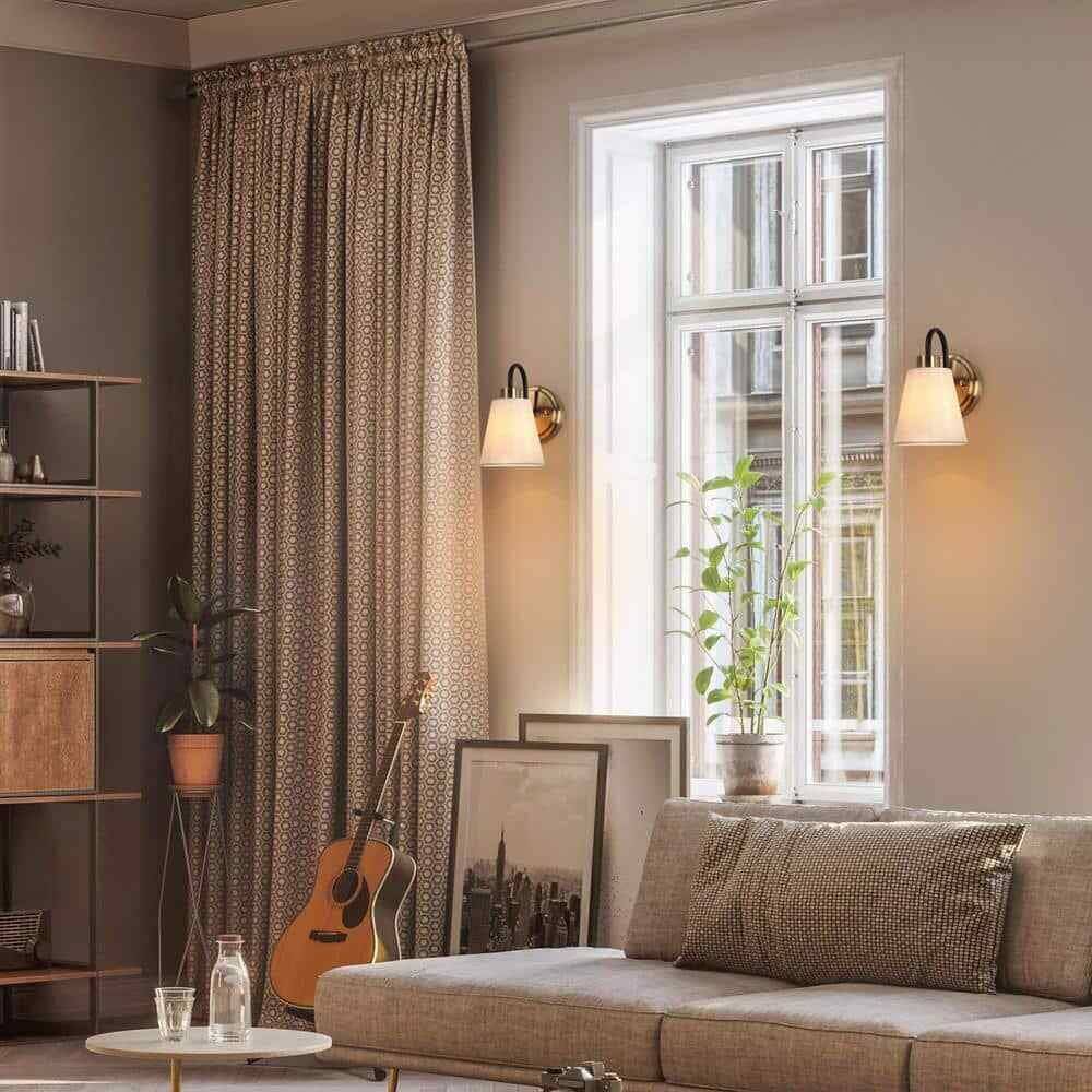 LNC Modern Classic 1-Light Plated Brass and Black Wall Sconce