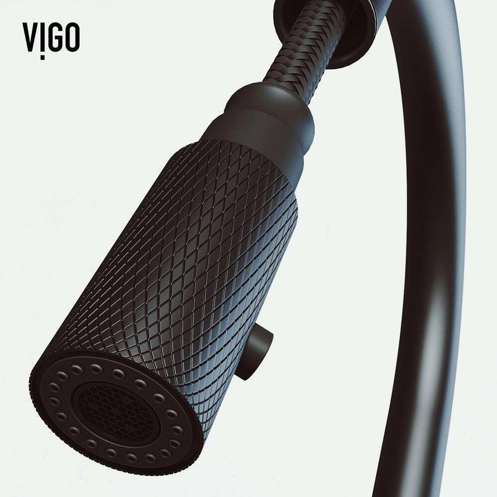 VIGO Bristol Single Handle Pull-Down Sprayer Kitchen Faucet in Matte Black