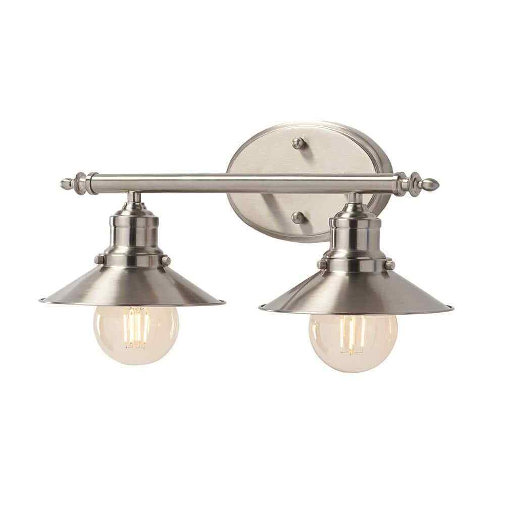 Home Decorators Glenhurst 16 in. 2-Light Brushed Nickel Vanity Light Fixture
