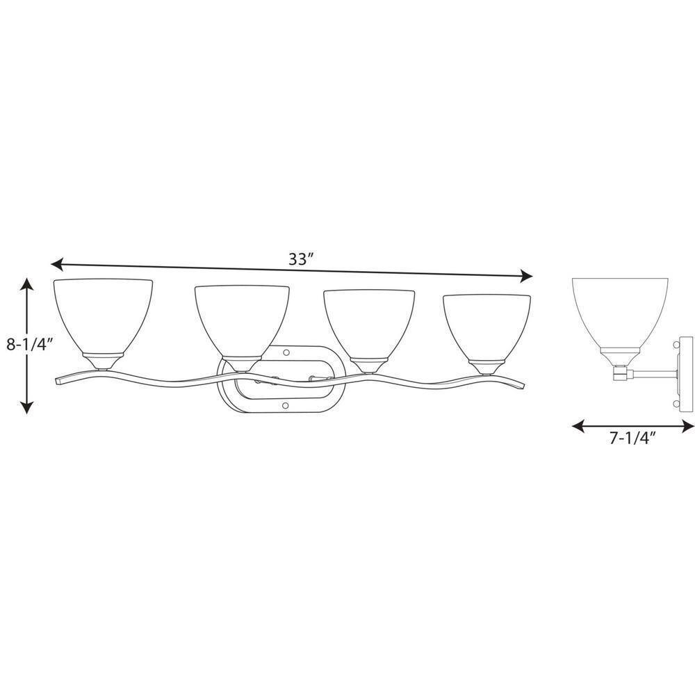 Progress Lighting Laird 4-Light Brushed Nickel Etched Glass Vanity Light