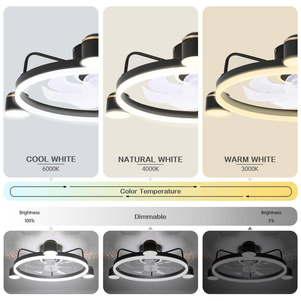 Bella Depot 28 in. LED Indoor Smart App Control Low Profile Black Ceiling Fan