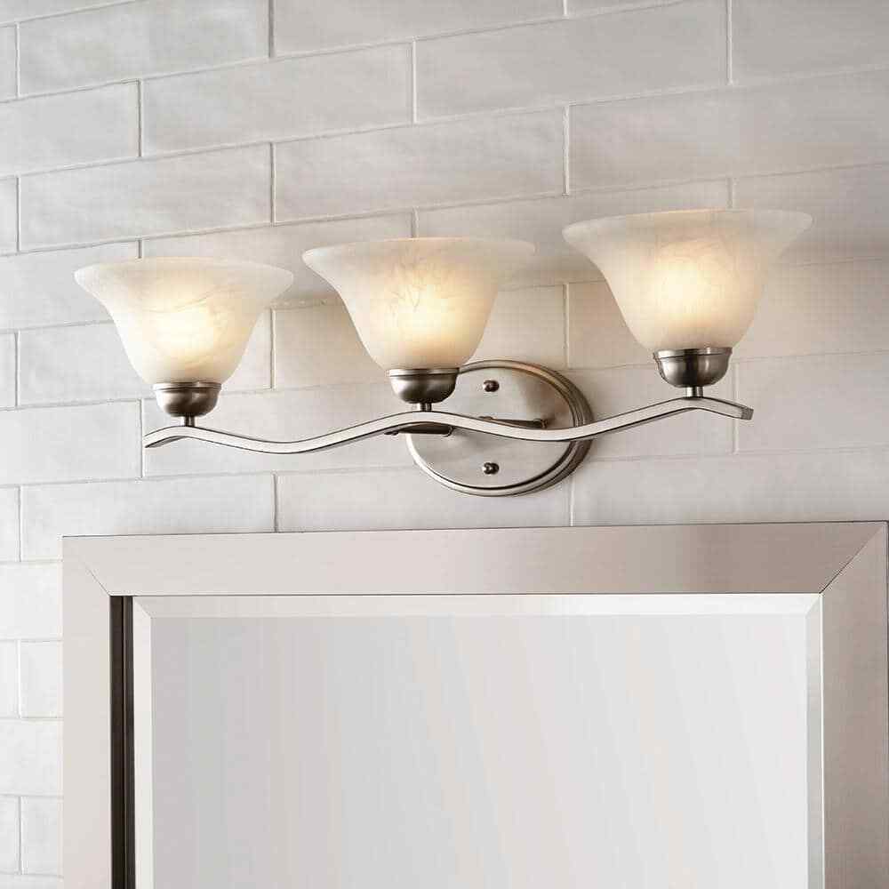 Hampton Bay Andenne 26.3 in. 3-Light Brushed Nickel Bathroom Vanity Light