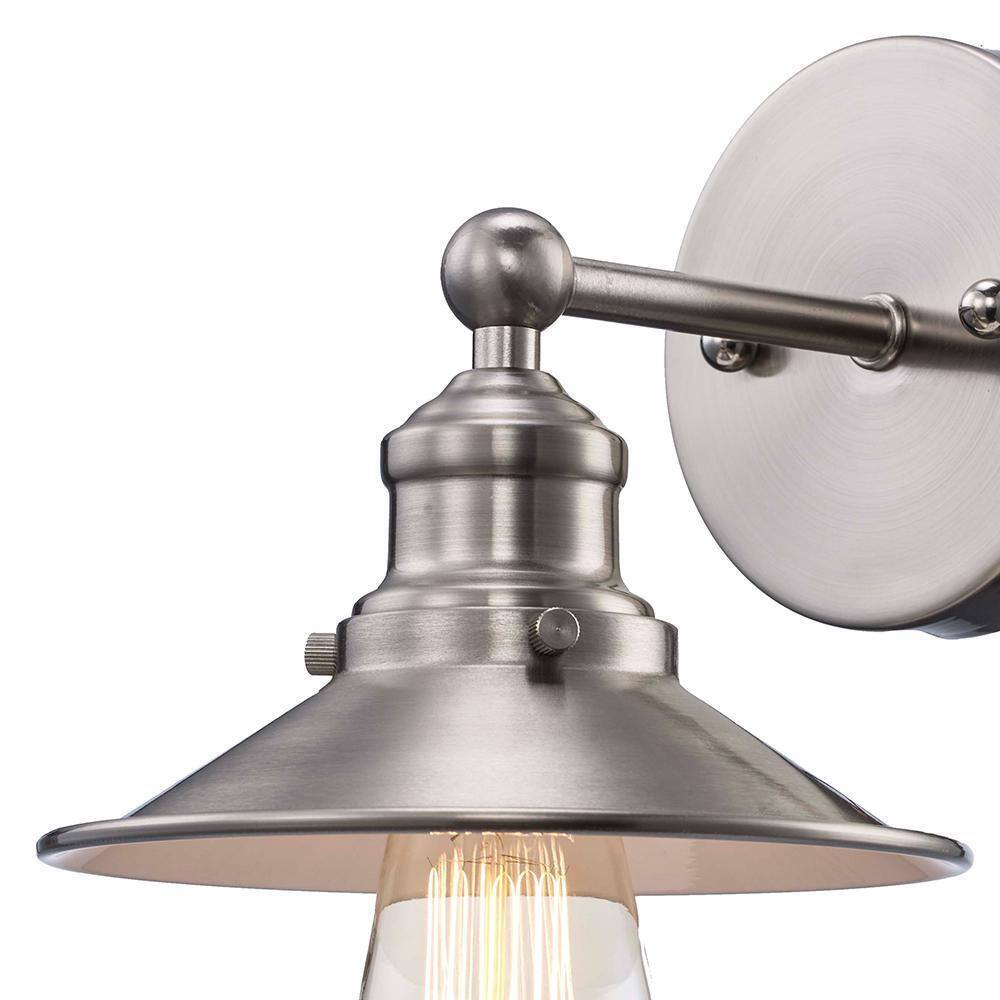 Hampton Bay Glenhurst 1-Light Brushed Nickel Indoor Wall Sconce w/ Metal Shade