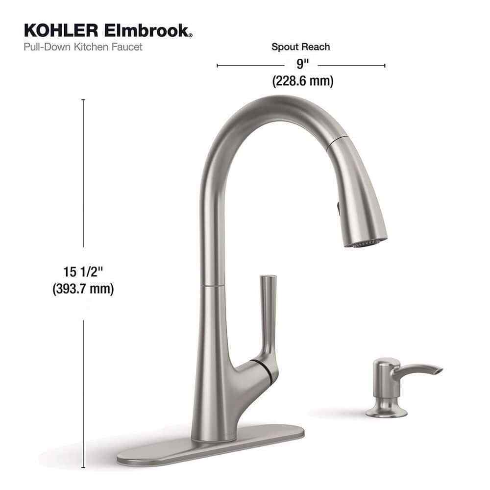 KOHLER Elmbrook Pull-Down Sprayer Kitchen Faucet in Vibrant Stainless