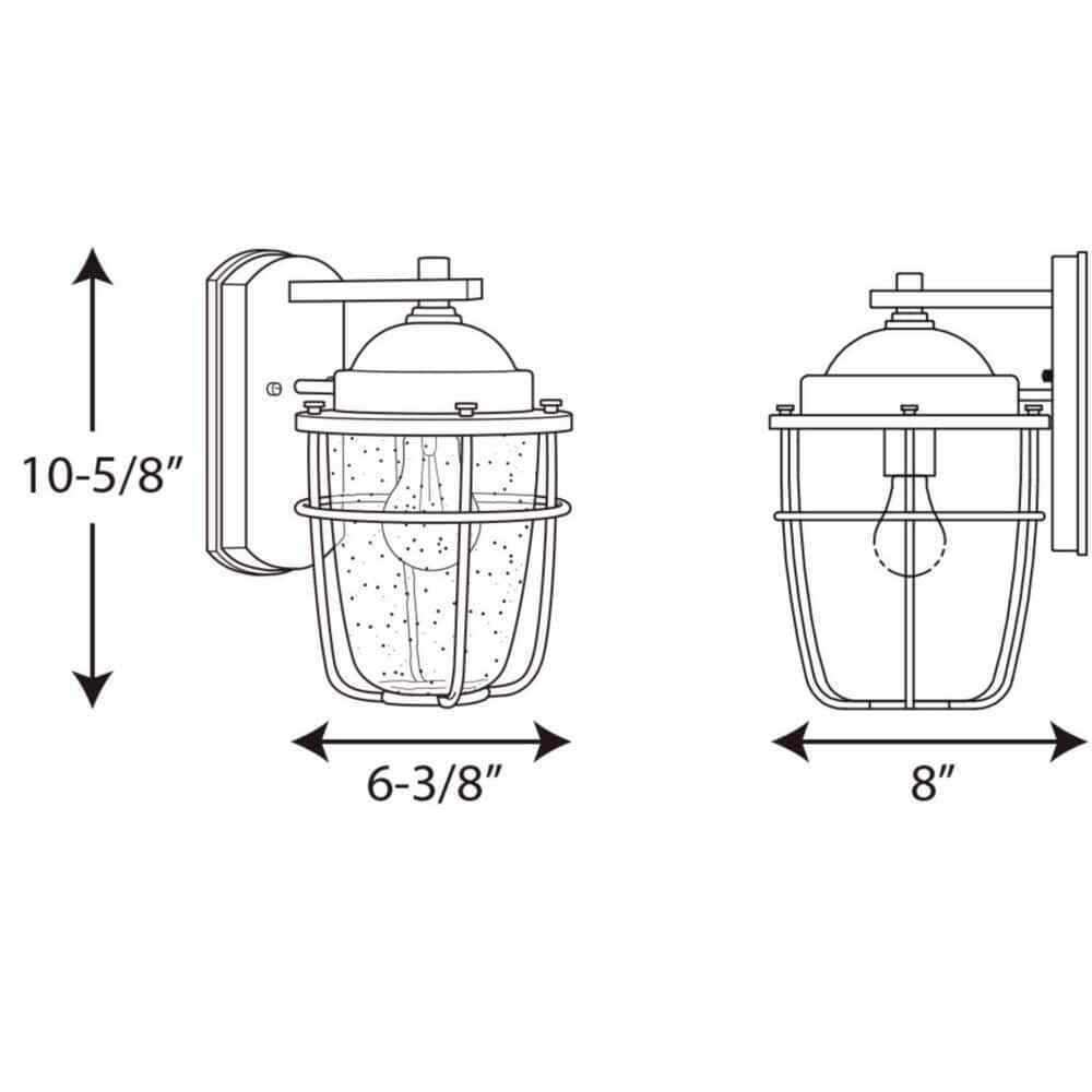 Progress Lighting Holcombe Textured Black Clear Seeded Glass Wall Lantern Light