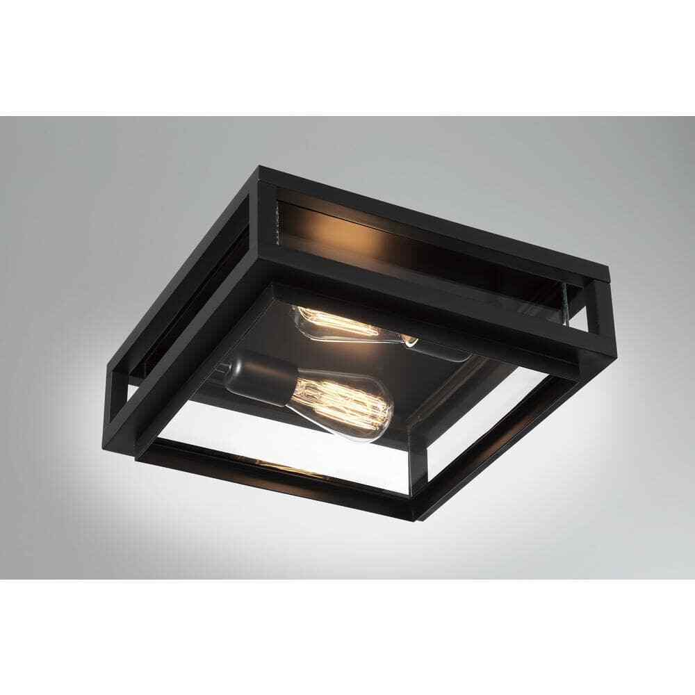 GLUCKSTEINELEMENTS Rockwell 12 in. 2-Light Black Flush Mount