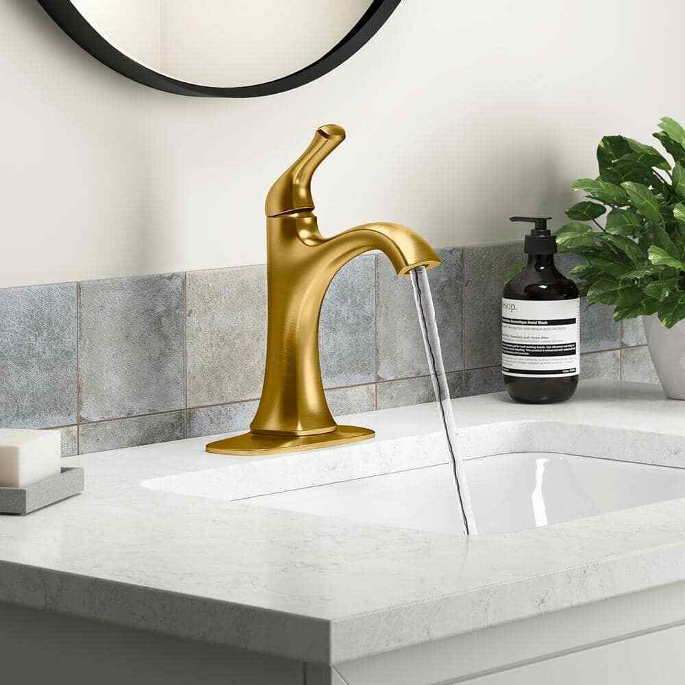 KOHLER Sundae Single Handle Single Hole Faucet in Vibrant Brushed Moderne Brass